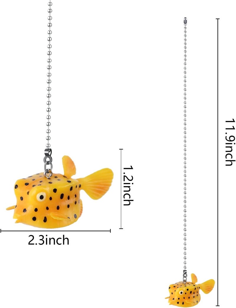 Dotlite Fish Ceiling Fan Pull Chain,12in Cute Yellow Fish Fan String Pulls Charm Extension Decorative,3mm Diameter Beaded Fan Light Pull Chains Extender Ornaments with Connector for Kids Room - Image 2